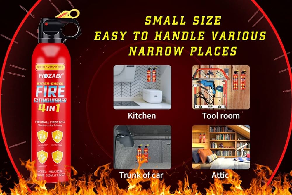 FIOZABI Portable Fire Extinguisher Spray With Bracket Can